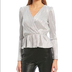 Silver Peplum Metallic Top
